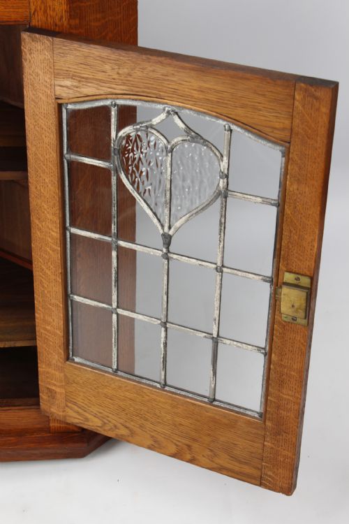 VICTORIAN ARTS CRAFTS OAK CORNER CUPBOARD - ADDITIONAL PHOTO 5