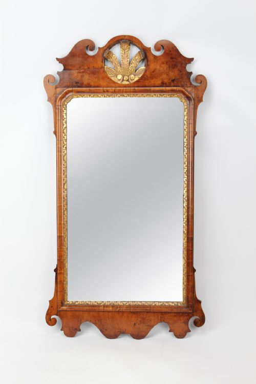 Large George II Walnut Fretwork Mirror