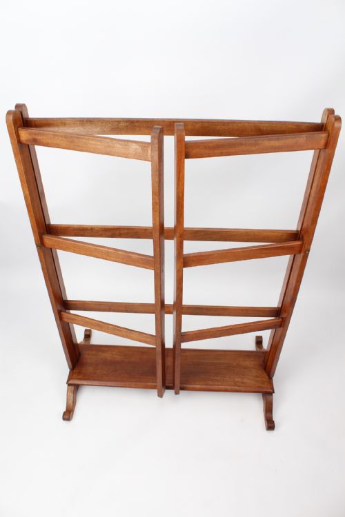 VICTORIAN MAHOGANY FOLDING CHEVAL TOWEL RAIL - ADDITIONAL PHOTO 5