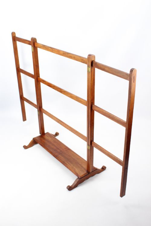 VICTORIAN MAHOGANY FOLDING CHEVAL TOWEL RAIL - ADDITIONAL PHOTO 6
