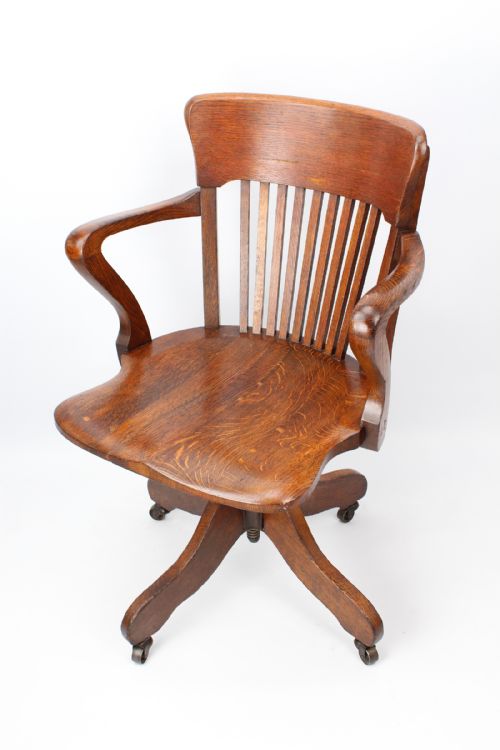 fig 1. Edwardian Oak Swivel Desk Chair