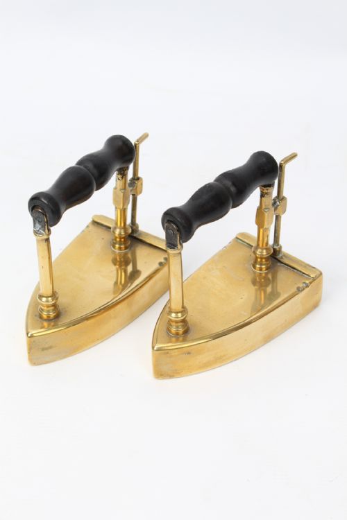 Pair Antique Victorian Brass Flat Irons