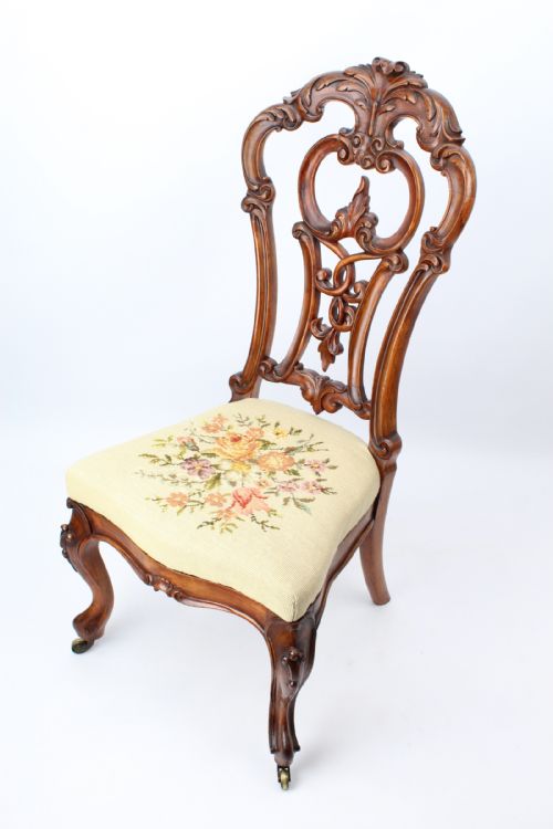 fig 1. Victorian Carved Walnut Bedroom Chair