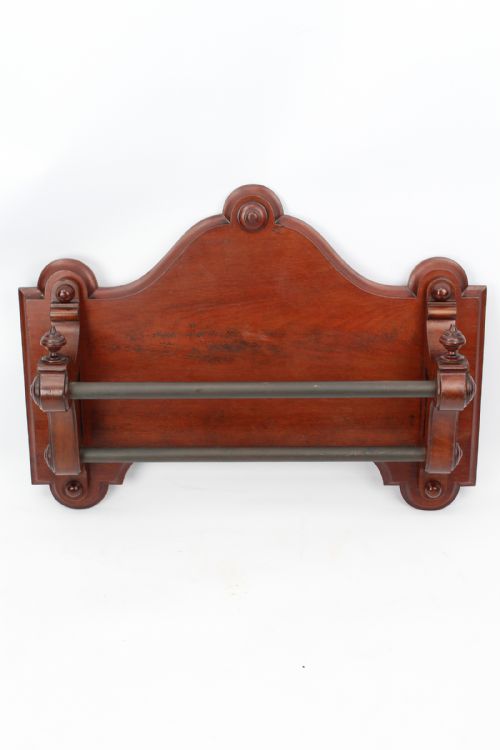 VICTORIAN MAHOGANY HANGING DOUBLE TOWEL RAIL - ADDITIONAL PHOTO 1