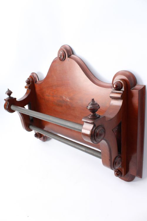 VICTORIAN MAHOGANY HANGING DOUBLE TOWEL RAIL - ADDITIONAL PHOTO 2