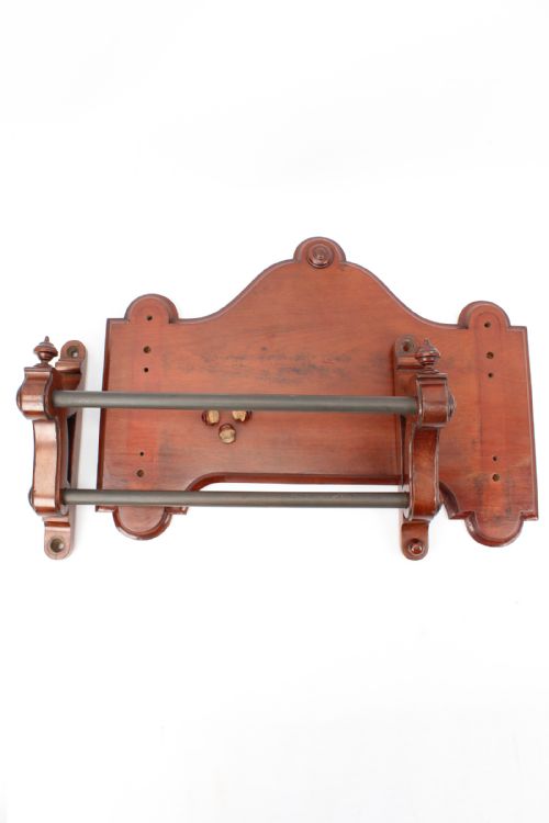 VICTORIAN MAHOGANY HANGING DOUBLE TOWEL RAIL - ADDITIONAL PHOTO 9