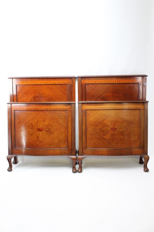 Pair of Edwardian Inlaid Mahogany Single Beds
