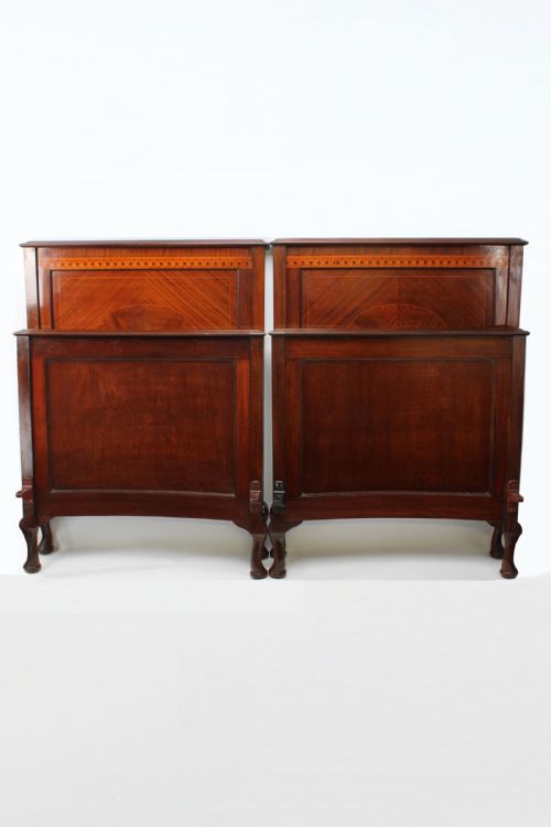 fig 1. Pair of Edwardian Inlaid Mahogany Single Beds