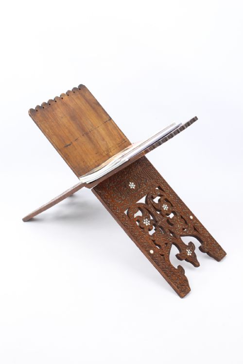 MOTHER OF PEARL INLAID VICTORIAN ARTS CRAFTS MAGAZINE STAND - ADDITIONAL PHOTO 2