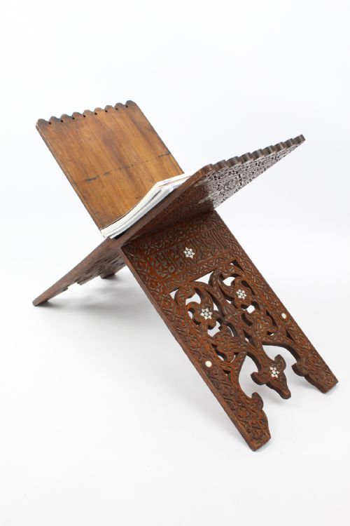MOTHER OF PEARL INLAID VICTORIAN ARTS CRAFTS MAGAZINE STAND - ADDITIONAL PHOTO 3