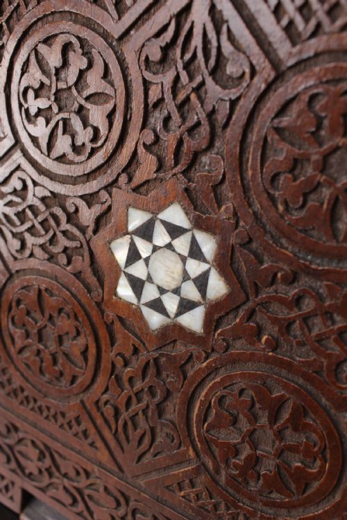 MOTHER OF PEARL INLAID VICTORIAN ARTS CRAFTS MAGAZINE STAND - ADDITIONAL PHOTO 8