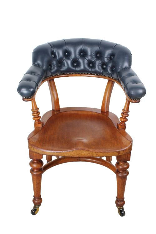 Victorian Mahogany & Leather Desk Chair