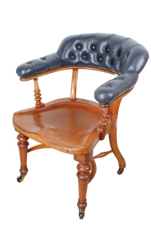 fig 1. Victorian Mahogany & Leather Desk Chair