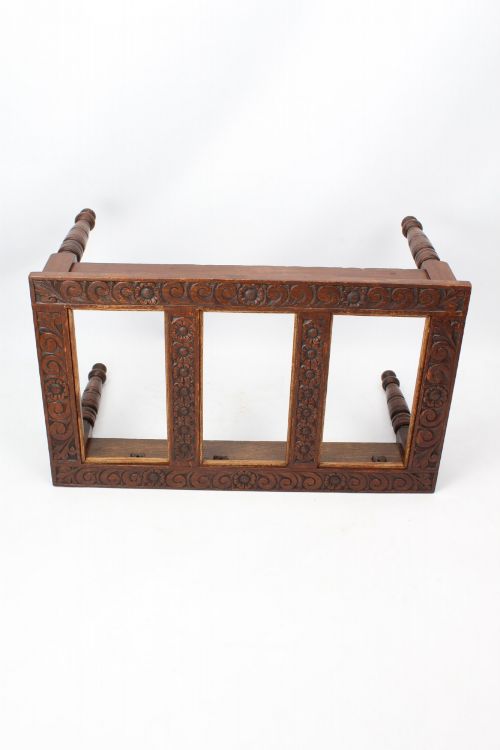 EDWARDIAN CARVED OAK LUGGAGE STAND - ADDITIONAL PHOTO 3