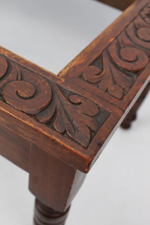 EDWARDIAN CARVED OAK LUGGAGE STAND - ADDITIONAL PHOTO 12