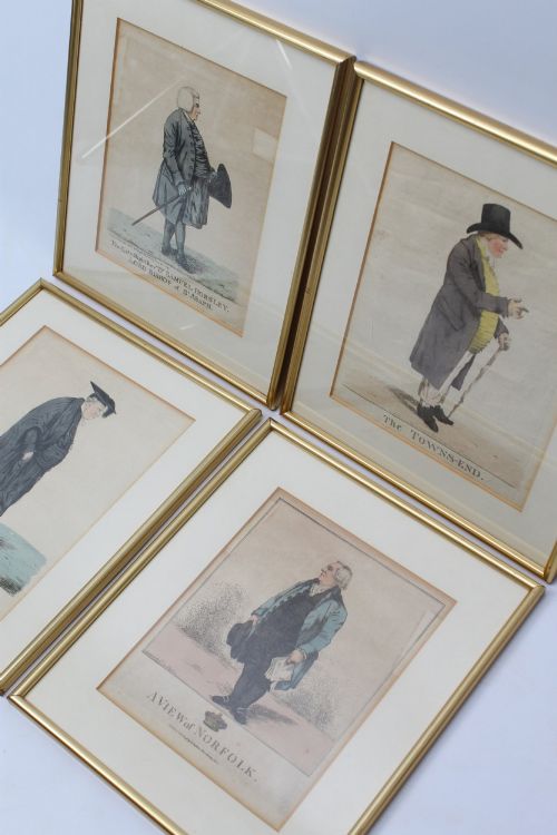fig 1. Set 4 Antique Georgian Etchings by Robert Dighton Prints