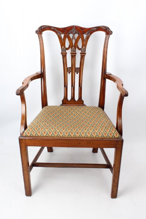 EDWARDIAN MAHOGANY CHIPPENDALE DESK CHAIR