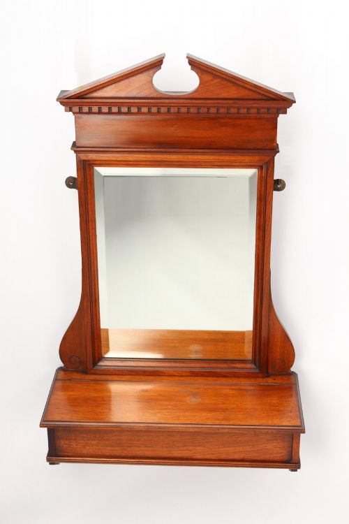 Edwardian Walnut Valet Mirror with Glove Box