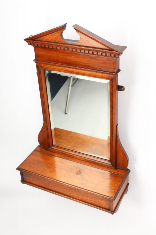fig 1. Edwardian Walnut Valet Mirror with Glove Box