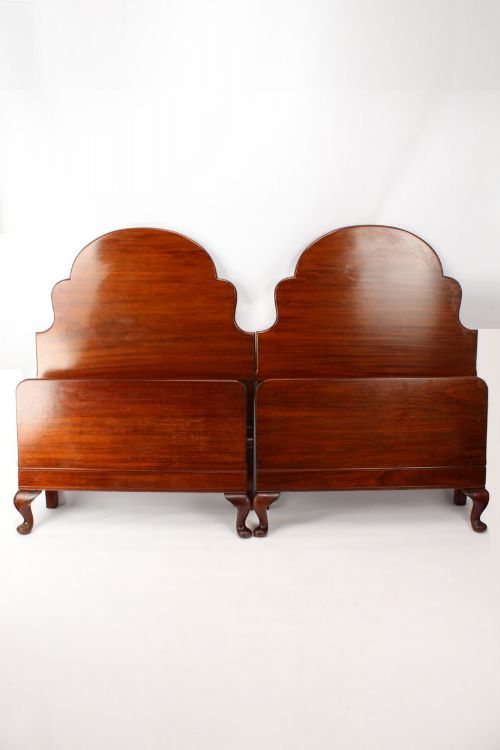 Pair of Art Deco Mahogany Single Beds