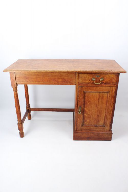 Slim Edwardian Oak Desk