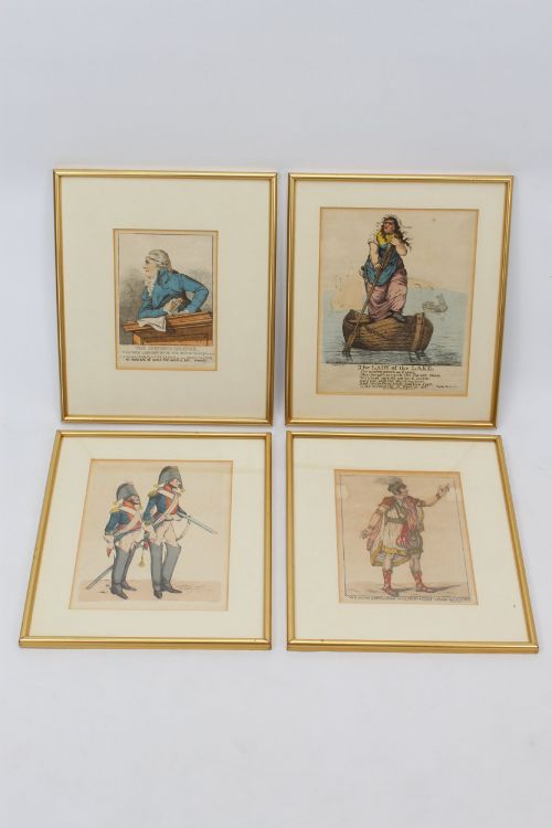 Set 4 Antique Georgian Etchings by Robert Dighton Prints
