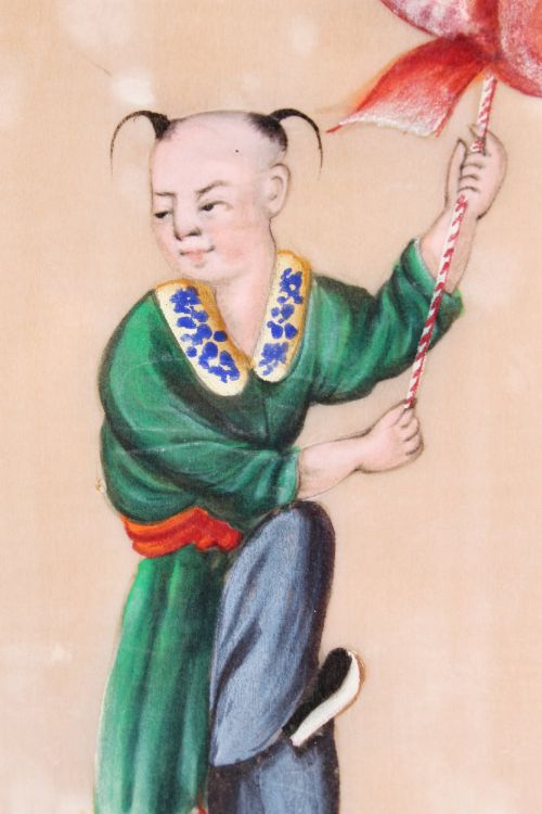 SMALL PAIR ANTIQUE CHINESE WATERCOLOURS - ADDITIONAL PHOTO 6