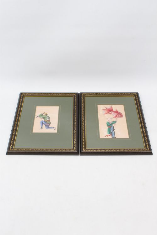 SMALL PAIR ANTIQUE CHINESE WATERCOLOURS - ADDITIONAL PHOTO 11