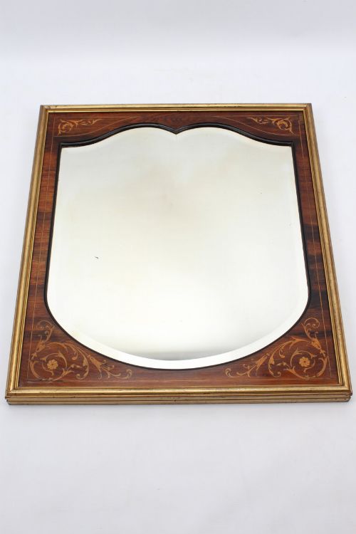 LARGE VICTORIAN INLAID GILT ROSEWOOD WALL MIRROR - ADDITIONAL PHOTO 11