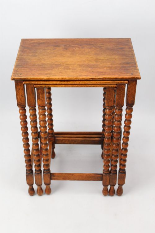 NEST OF 3 OAK BOBBIN TURNED TABLES - ADDITIONAL PHOTO 2