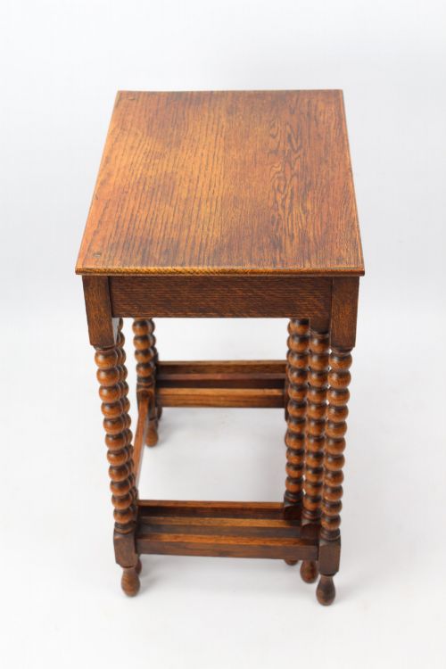 NEST OF 3 OAK BOBBIN TURNED TABLES - ADDITIONAL PHOTO 3