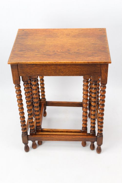 NEST OF 3 OAK BOBBIN TURNED TABLES - ADDITIONAL PHOTO 4