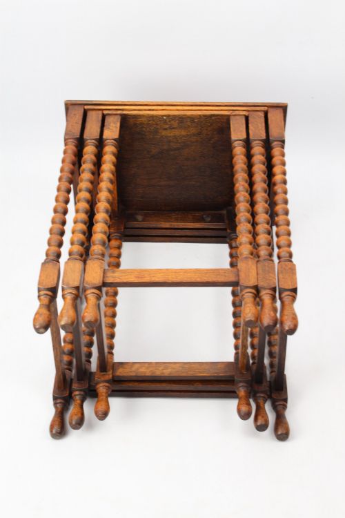 NEST OF 3 OAK BOBBIN TURNED TABLES - ADDITIONAL PHOTO 6