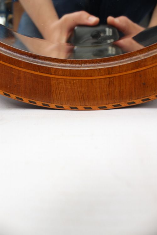 EDWARDIAN MAHOGANY INLAID OVAL MIRROR - ADDITIONAL PHOTO 5