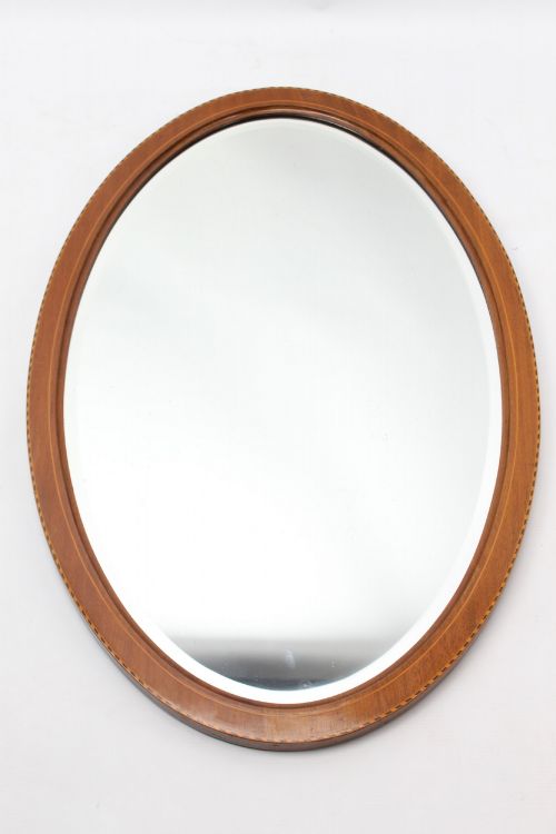 EDWARDIAN MAHOGANY INLAID OVAL MIRROR - ADDITIONAL PHOTO 9
