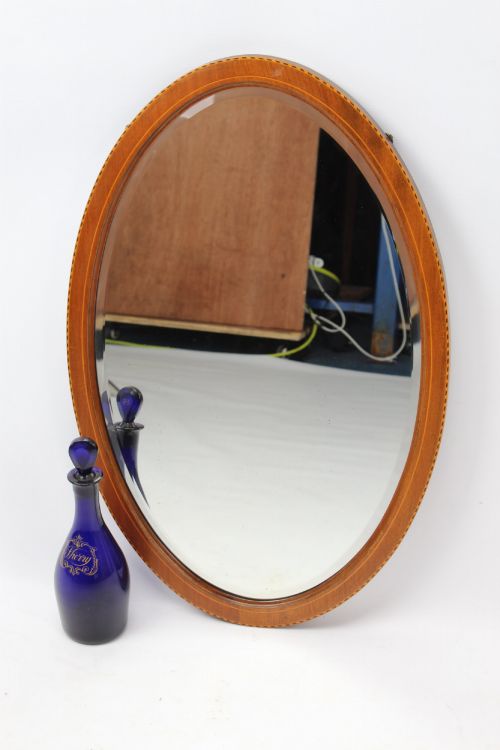 EDWARDIAN MAHOGANY INLAID OVAL MIRROR - ADDITIONAL PHOTO 10