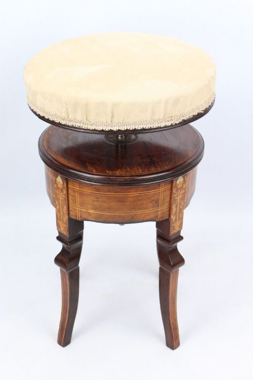 VICTORIAN ARTS CRAFTS ROSEWOOD RISE FALL PIANO STOOL - ADDITIONAL PHOTO 2