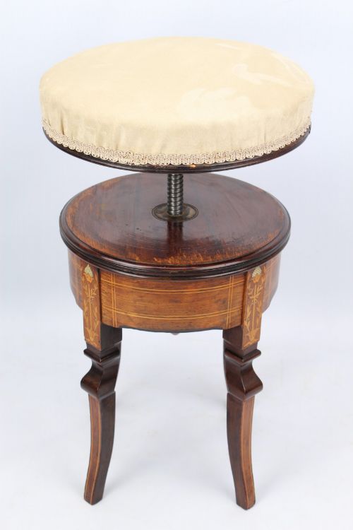 VICTORIAN ARTS CRAFTS ROSEWOOD RISE FALL PIANO STOOL - ADDITIONAL PHOTO 3