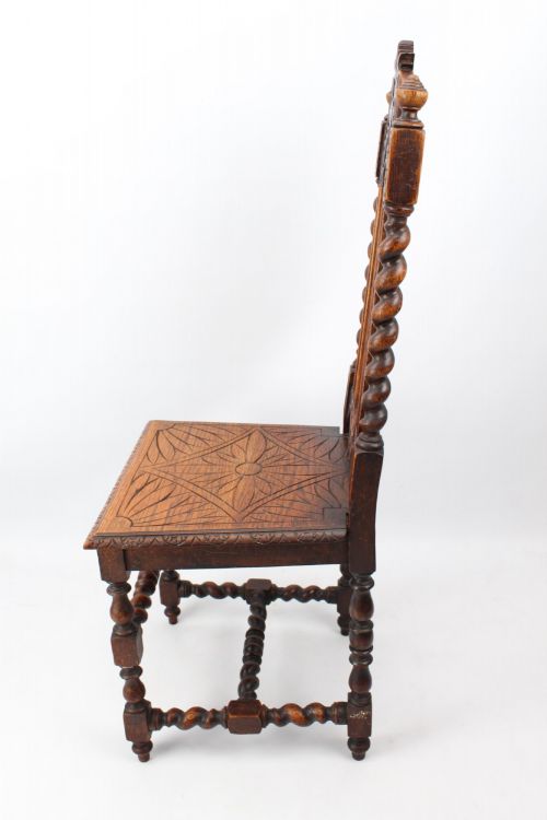 SET 4 VICTORIAN GOTHIC REVIVAL OAK CHAIRS - ADDITIONAL PHOTO 4