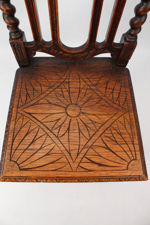 SET 4 VICTORIAN GOTHIC REVIVAL OAK CHAIRS - ADDITIONAL PHOTO 8