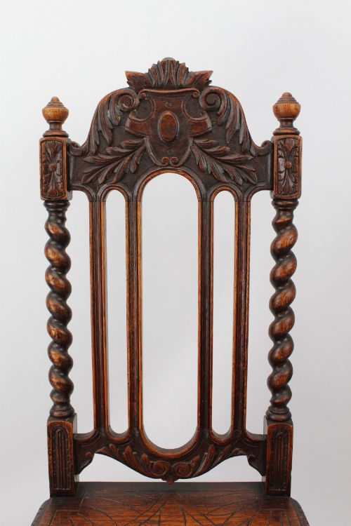 SET 4 VICTORIAN GOTHIC REVIVAL OAK CHAIRS - ADDITIONAL PHOTO 9