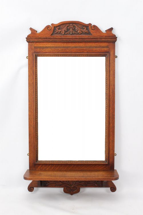EDWARDIAN OAK VALET HALL MIRROR