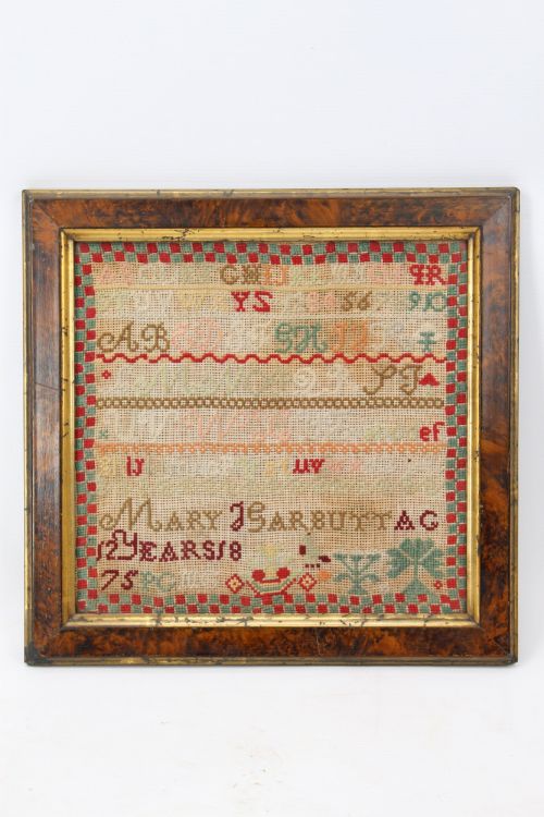 Victorian Needlework Sampler Mary J Garbutt Aged 12 Years 1875
