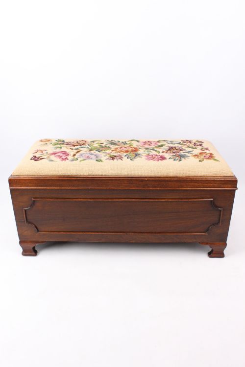 Mahogany Ottoman with Needlework Seat