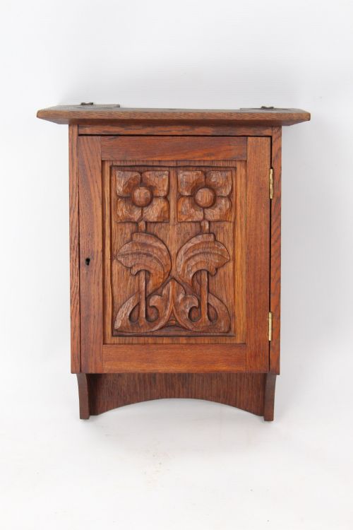 Small Edwardian Arts & Crafts Oak Wall Cabinet