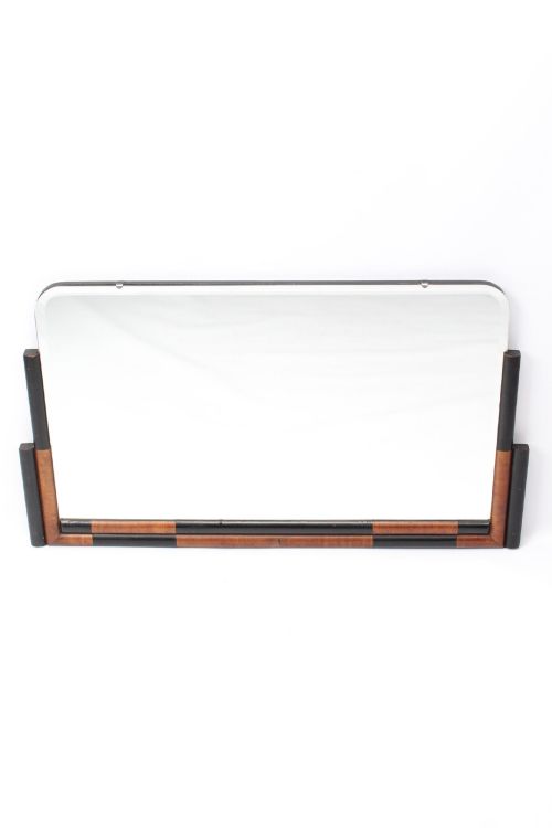 Walnut & Ebonised Art Deco Mirror