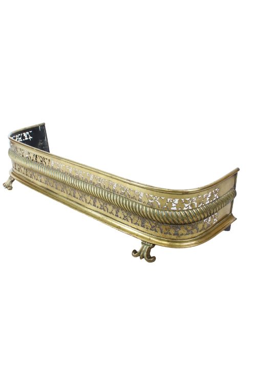 Small Victorian Pierced Brass Fire Fender