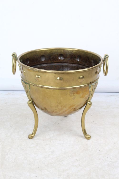 Victorian Arts & Crafts Brass Log Bin by Henry Loveridge