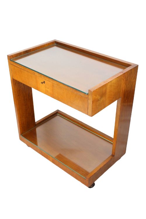 Art Deco Walnut Two Tier Trolley