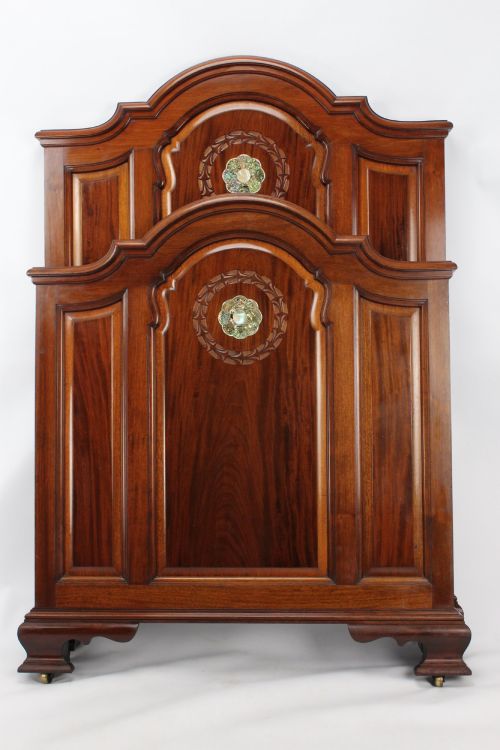 Victorian Walnut Single Bed with Mop & Abalone Inlay